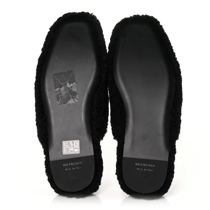 Balenciaga Faux Shearling Cosy BB Mules 38.5 Black 5 of 7