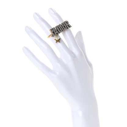 Christian Dior Crystal Pearl J'Adior Double Ring Aged Gold 2 of 5
