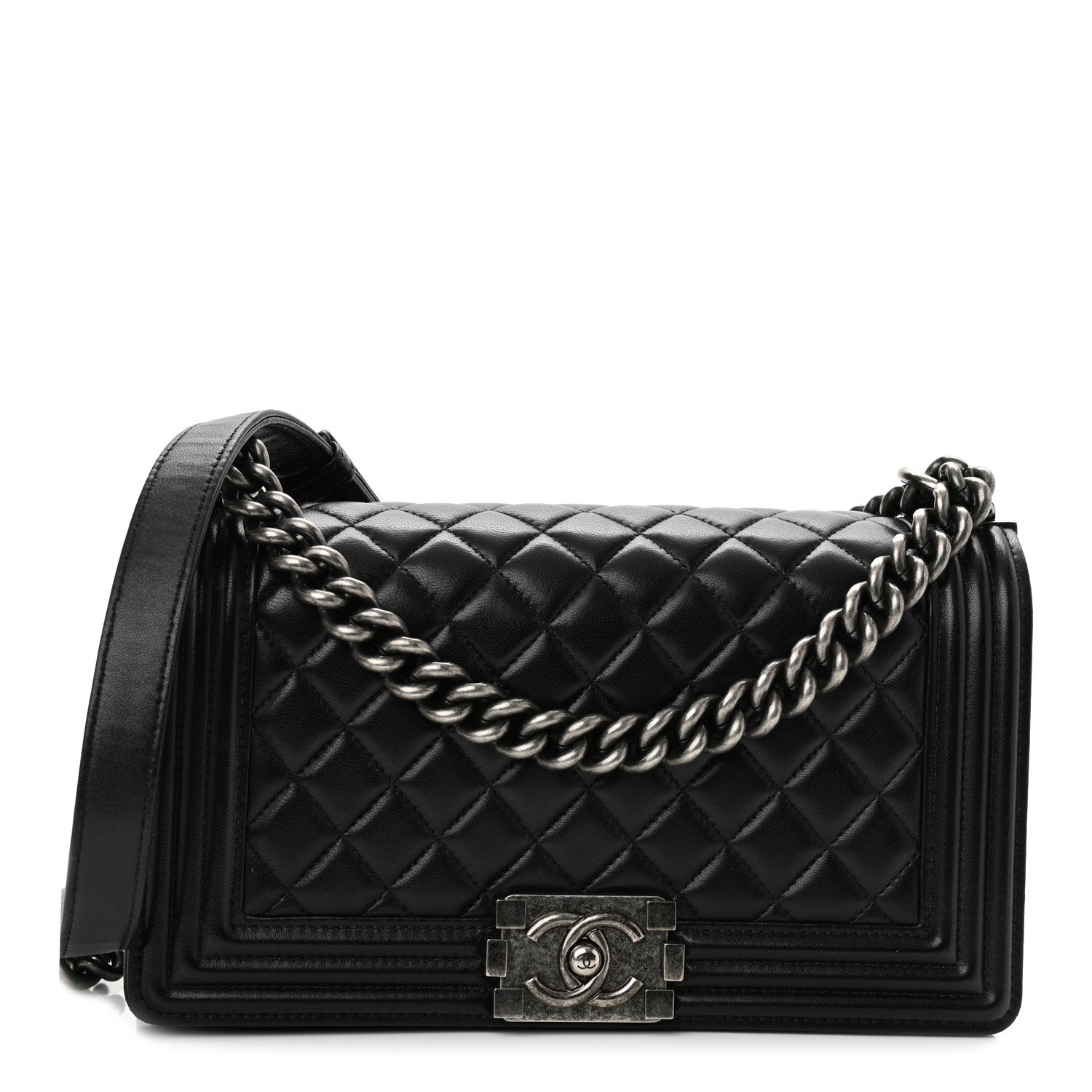 Chanel Lambskin Quilted Medium Boy Flap Black 1 of 8