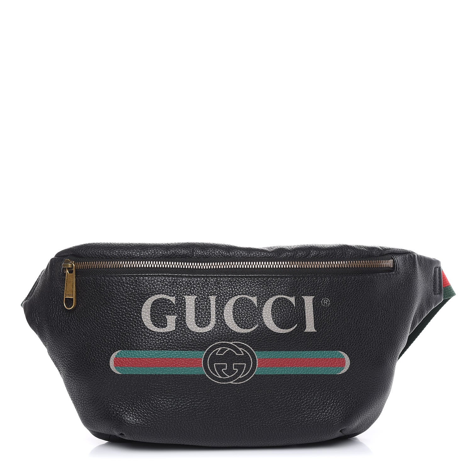 Gucci Grained Calfskin Logo Belt Bag Black 1 of 9