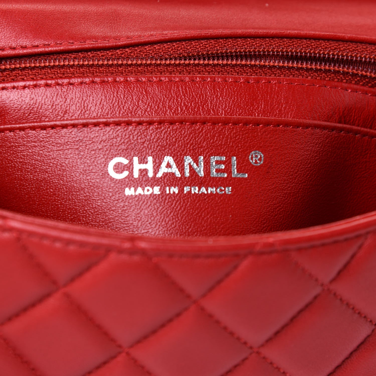 Chanel Lambskin Quilted Mini Rectangular Flap Red 6 of 12