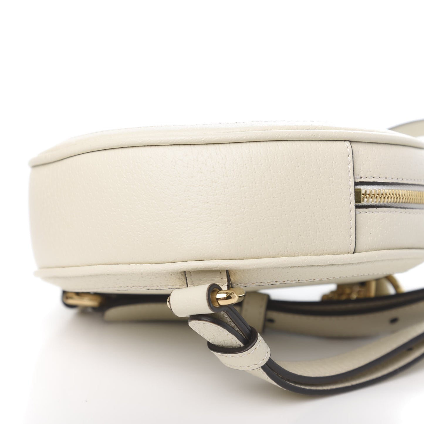 Textured Calfskin Web Mini Ophidia Round Backpack Mystic White