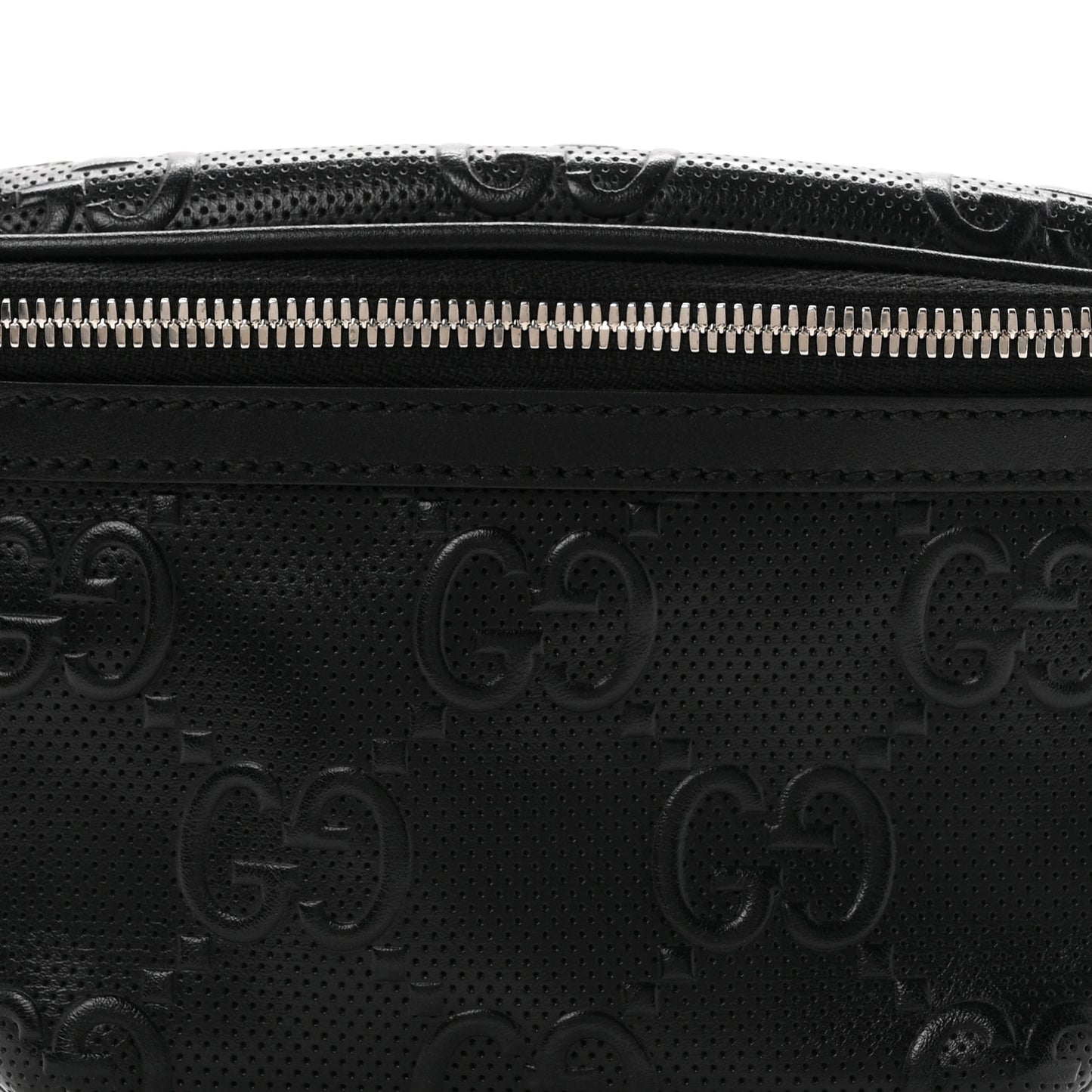 Calfskin GG Tennis Embossed Belt Bag Black
