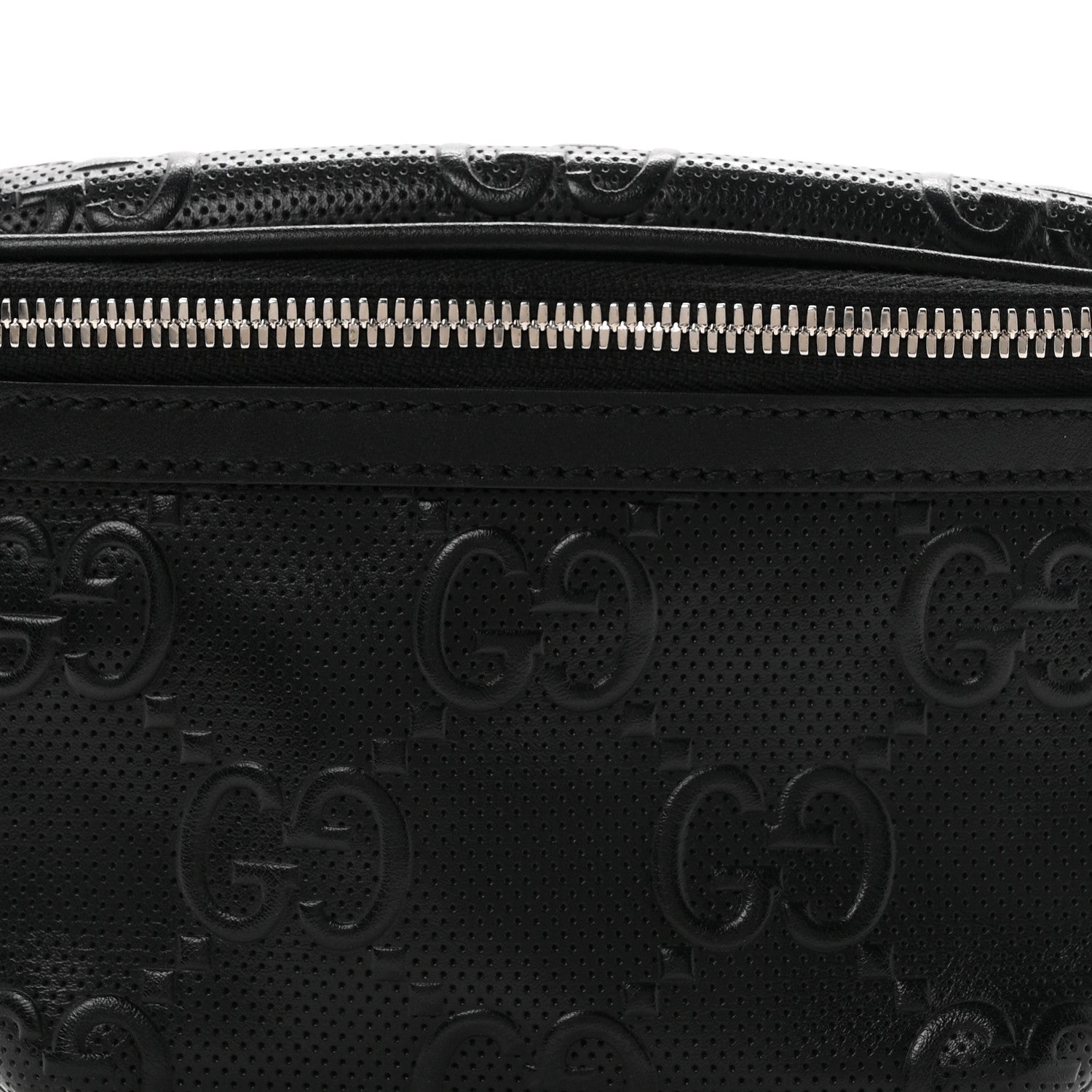 Gucci Calfskin GG Tennis Embossed Belt Bag Black 7 of 9