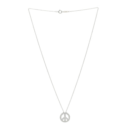 Tiffany Platinum Diamond Small Peace Sign Pendant Necklace 3 of 4