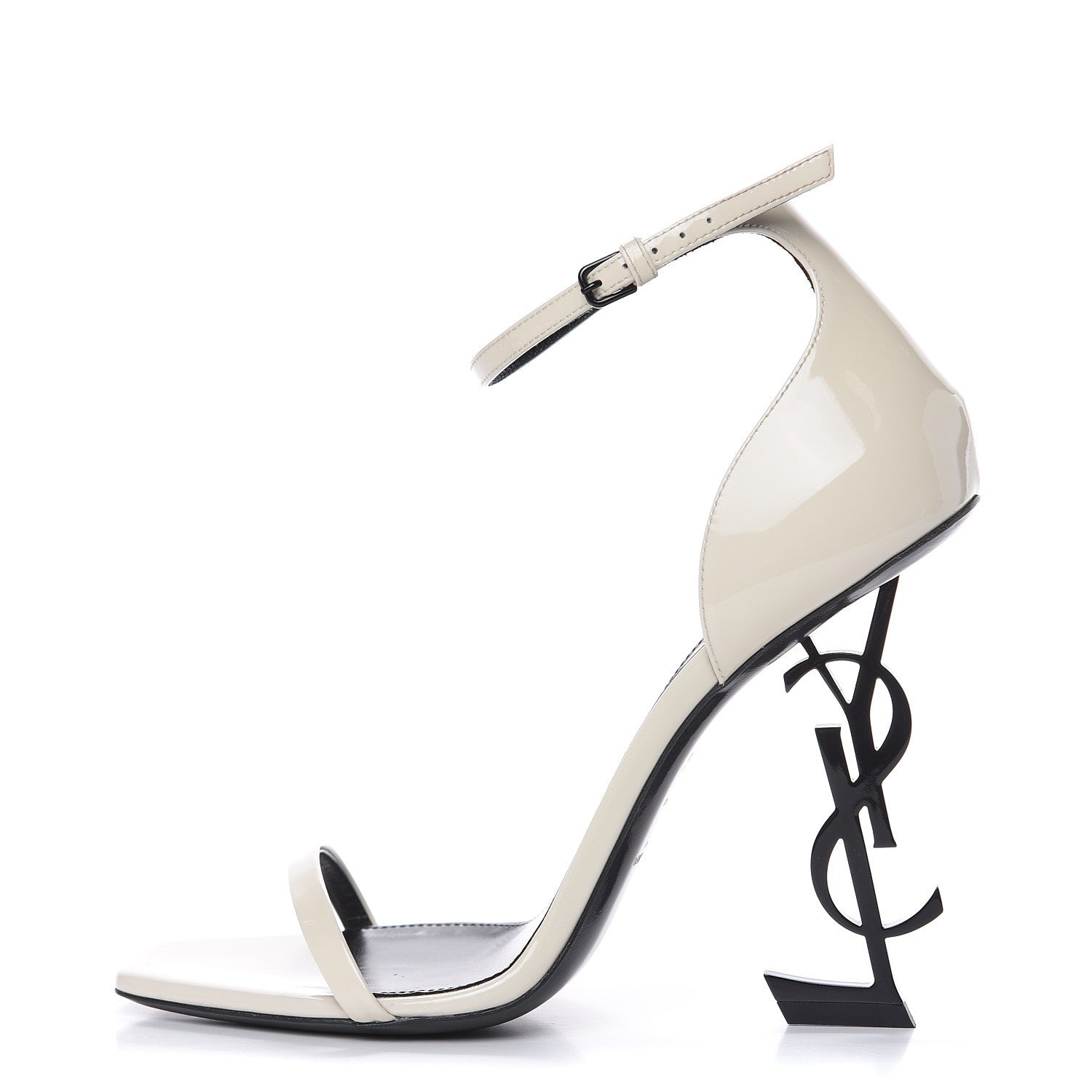 Saint Laurent Patent Calfskin Opyum Sandals 39.5 Neutro 1 of 9