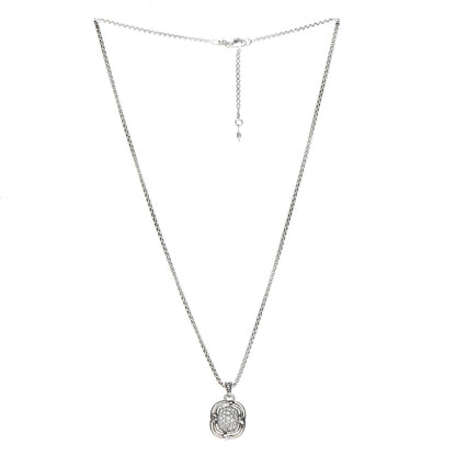 David Yurman Sterling Silver Diamond 10mm Labyrinth Pendant Necklace 3 of 6