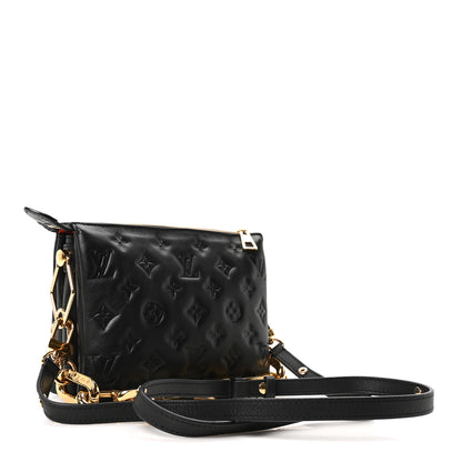 Louis Vuitton Lambskin Embossed Monogram Coussin BB Black 3 of 9