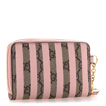 Gucci Supreme Monogram Vitello Eclipse Enamel Striped GG Key Card Case Beige Ebony Pink 3 of 8
