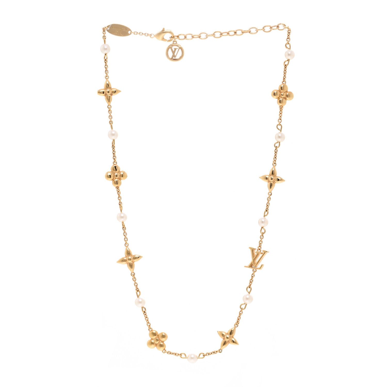 Louis Vuitton Metal Resin Louisa Necklace Gold 3 of 6