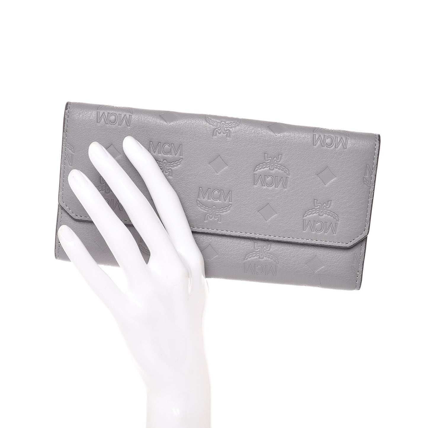 Calfskin Signature Monogram Klara Flap Wallet Grey