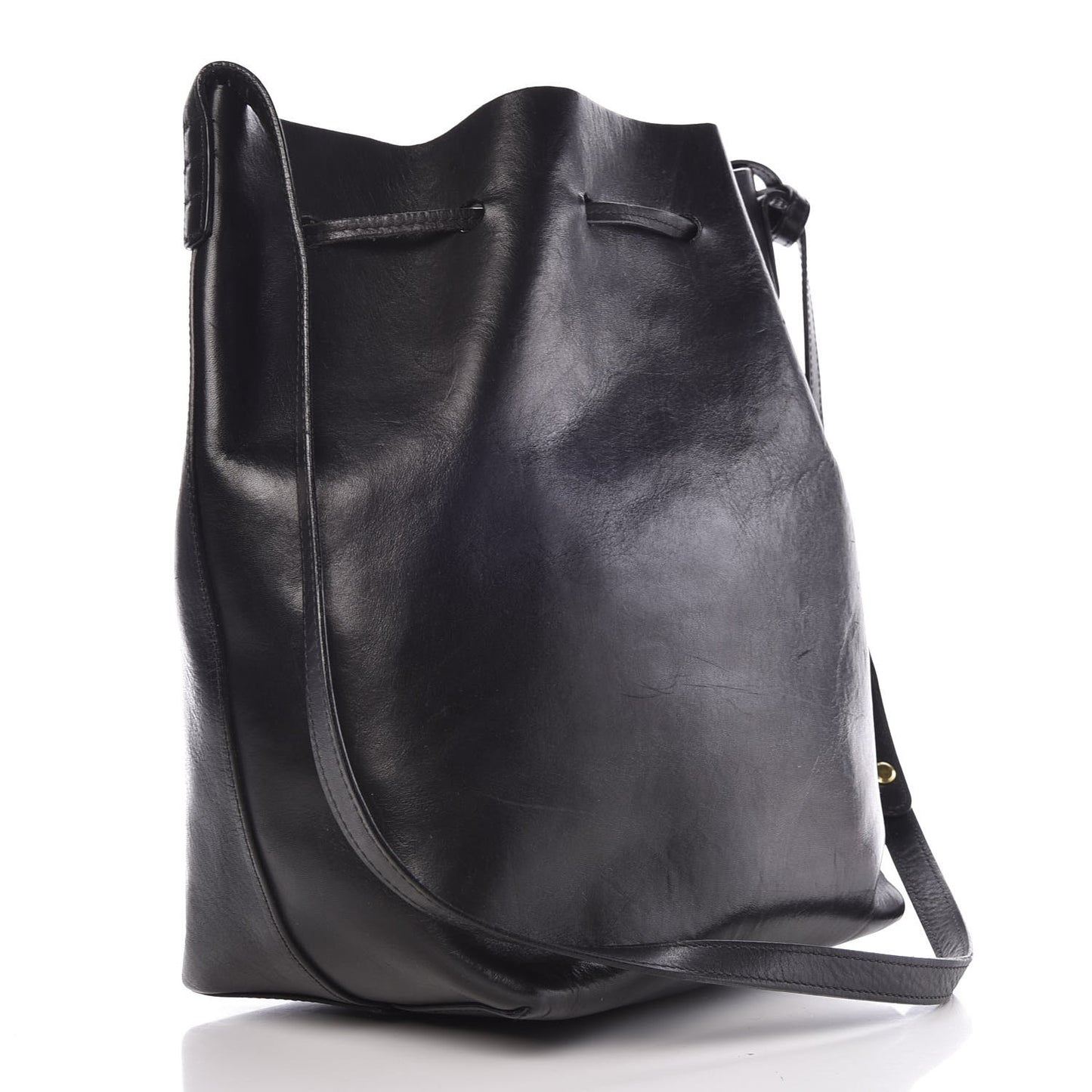 Vegetable Tanned Calfskin Bucket Bag Black