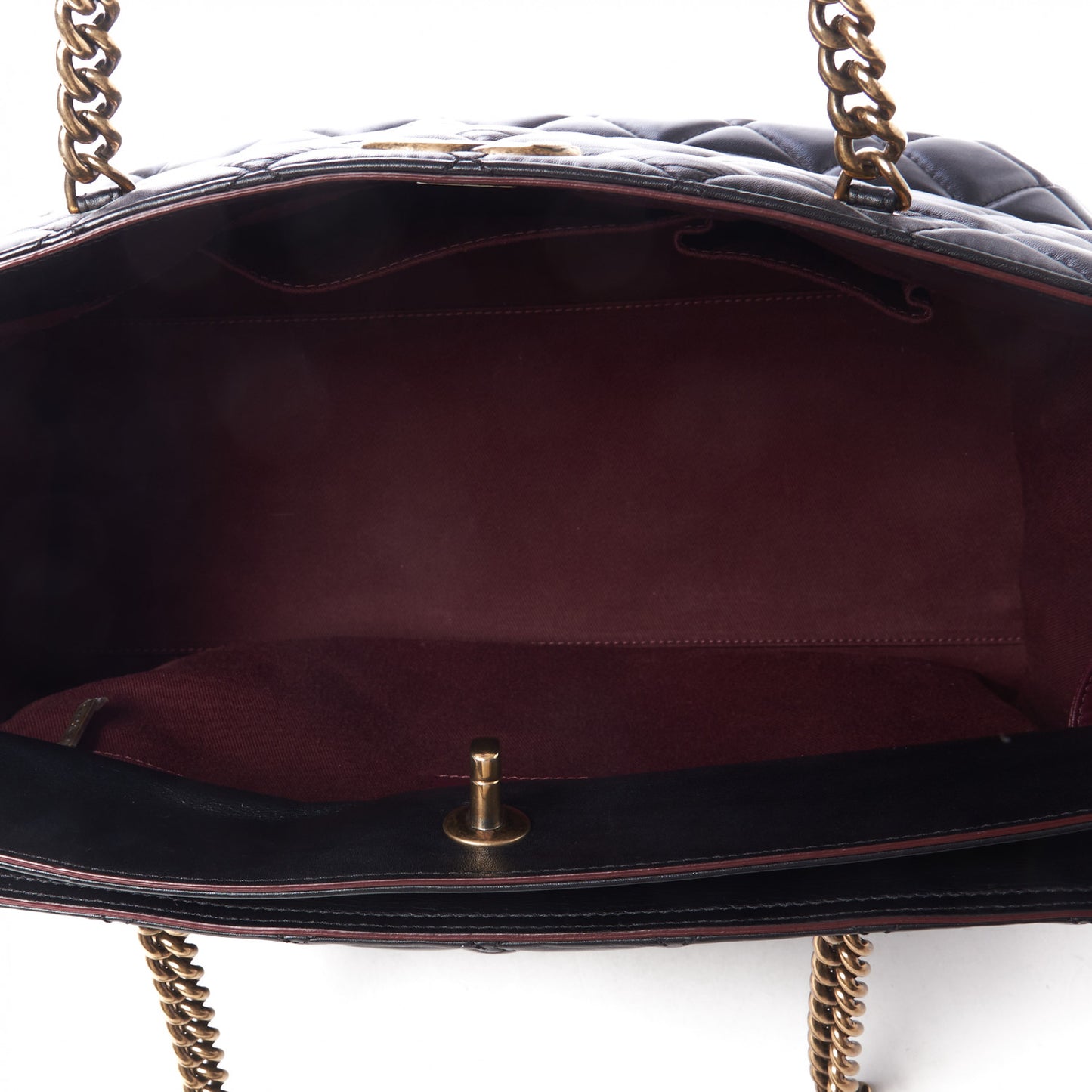 Calfskin Quilted Large Shopping Tote Black