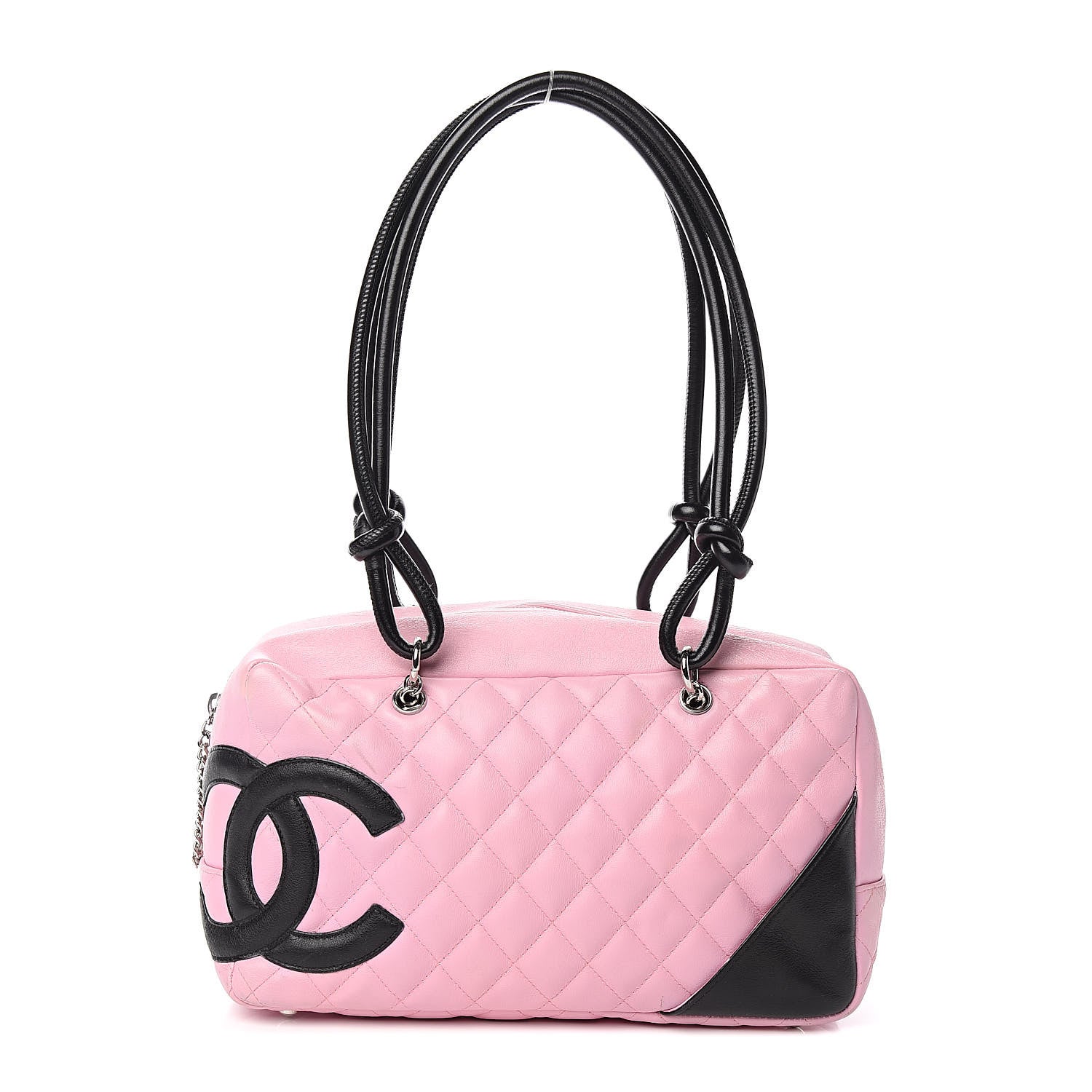 Chanel Calfskin Quilted Large Cambon Bowler Pink Black 1 of 15
