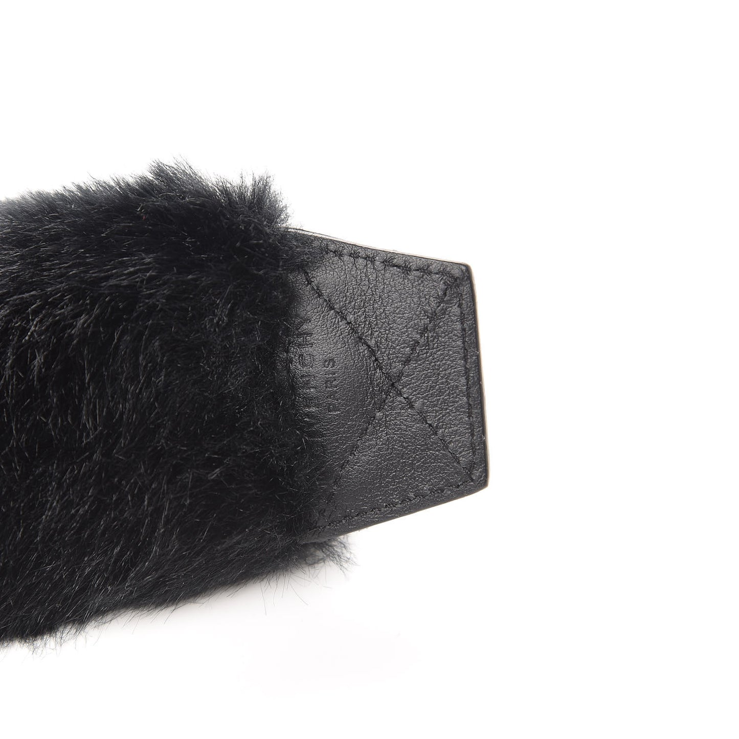 Faux Fur Logo Bag Strap Black