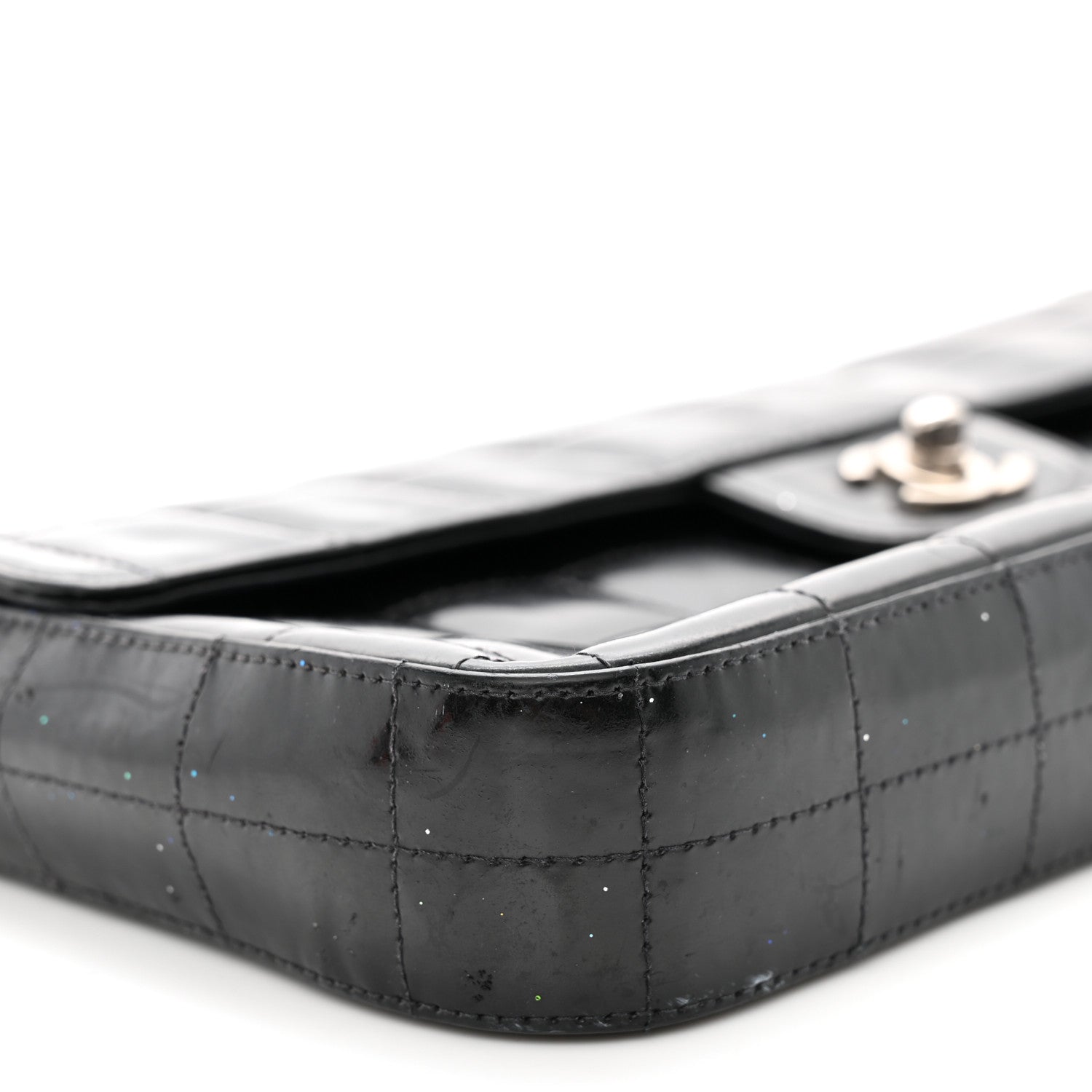 Chanel Patent Quilted East West Chocolate Bar Flap Black 10 of 14
