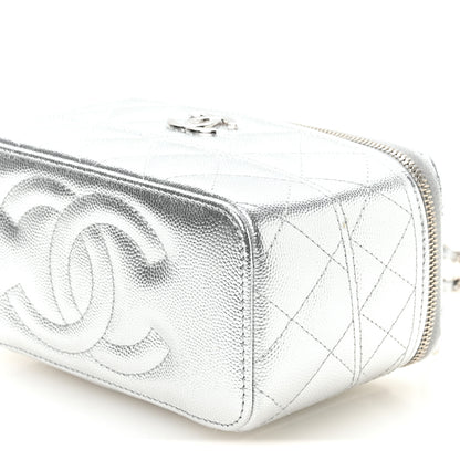 Chanel Metallic Caviar Quilted Trendy Handle Mini Vanity Silvery 10 of 12