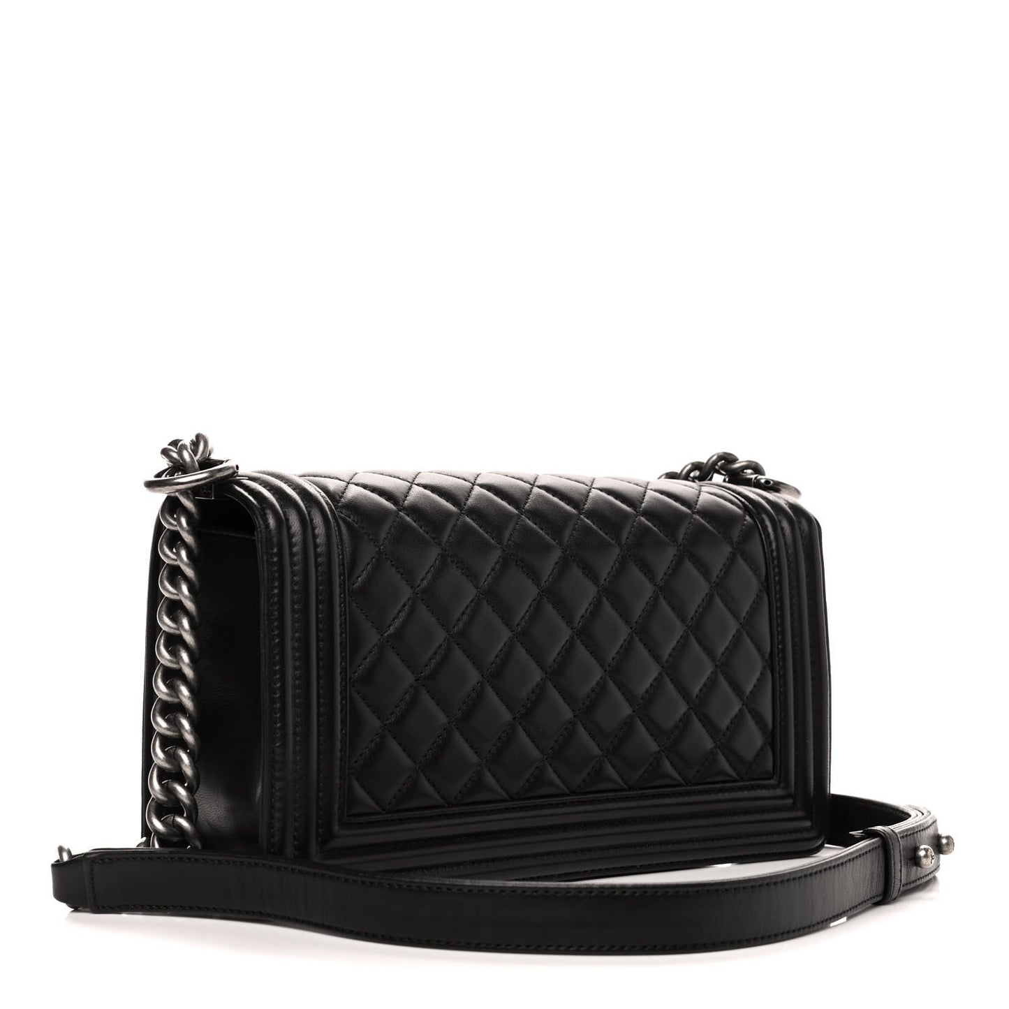 Lambskin Quilted Medium Boy Flap Black
