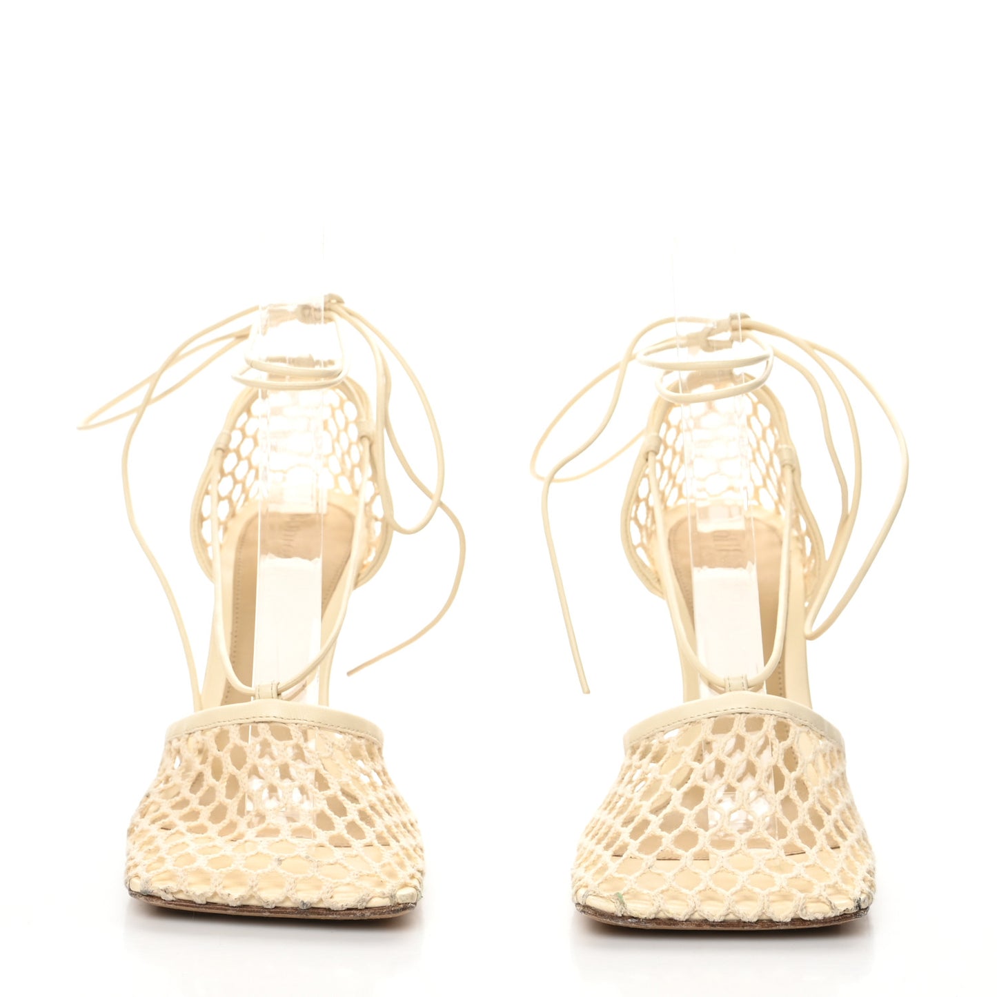 Mesh Nappa Stretch Ankle Tie Sandals 36 Toile