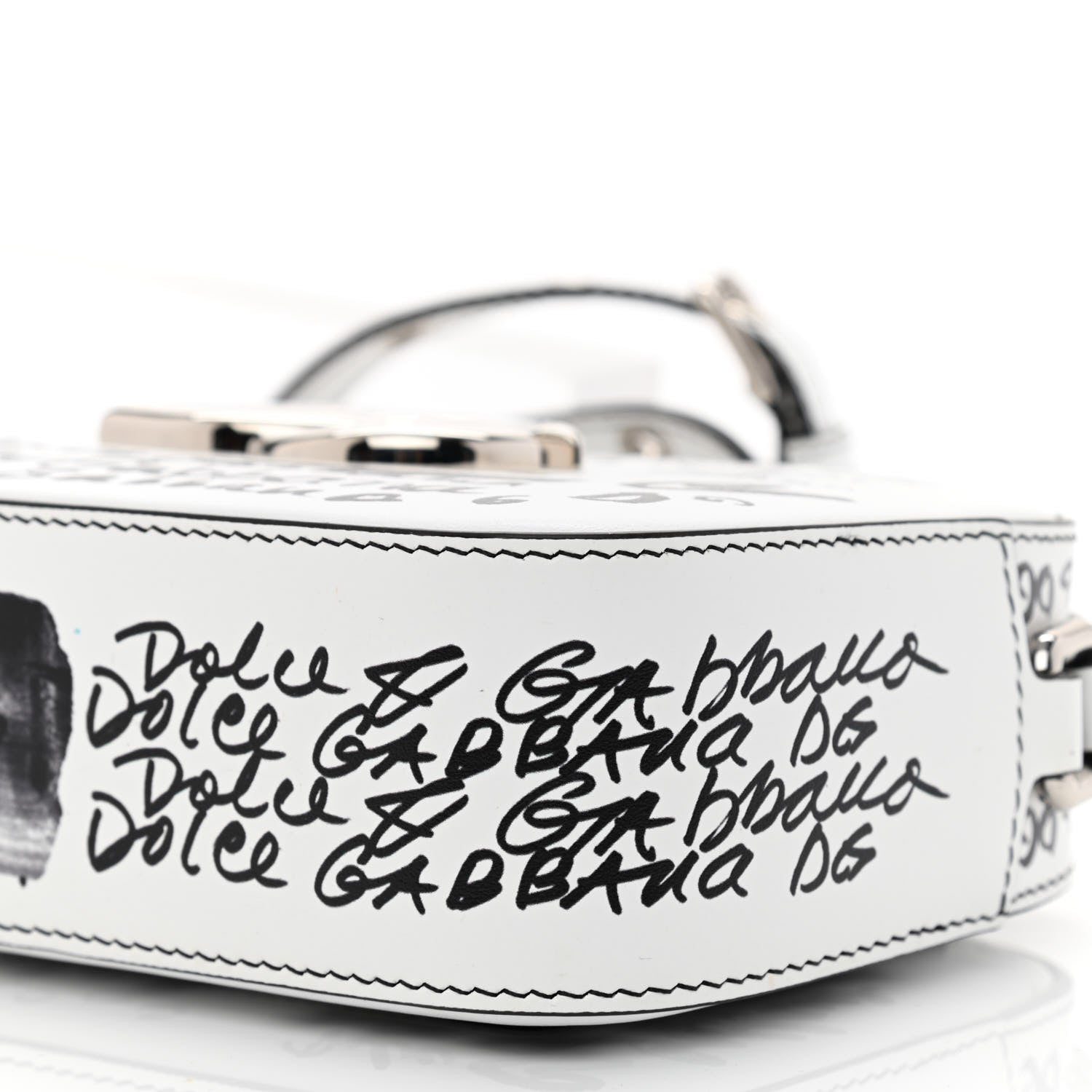 Dolce & Gabbana Calfskin DG Graffiti Print Camera Crossbody White 9 of 9