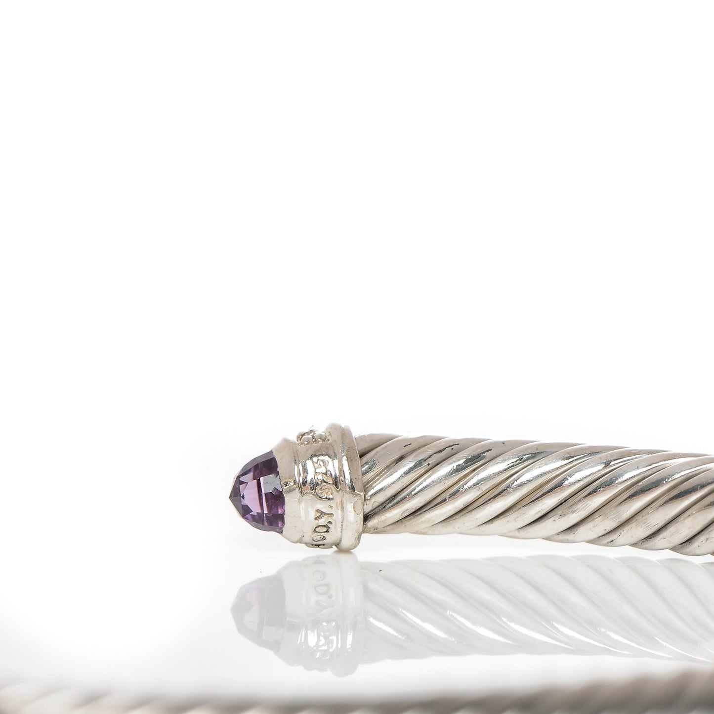 Sterling Silver Diamond Amethyst 5mm Cable Classics Bracelet
