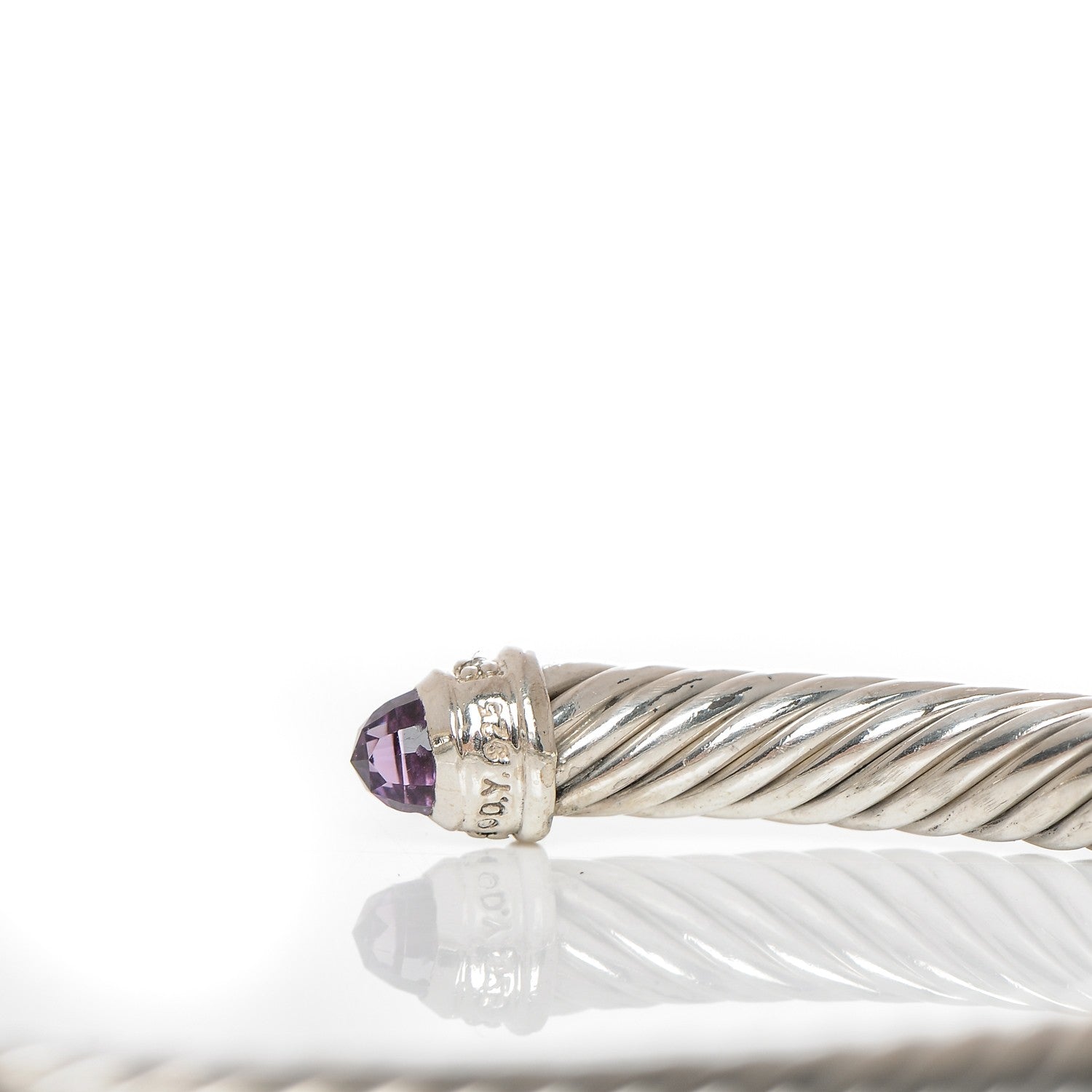 David Yurman Sterling Silver Diamond Amethyst 5mm Cable Classics Bracelet 4 of 4