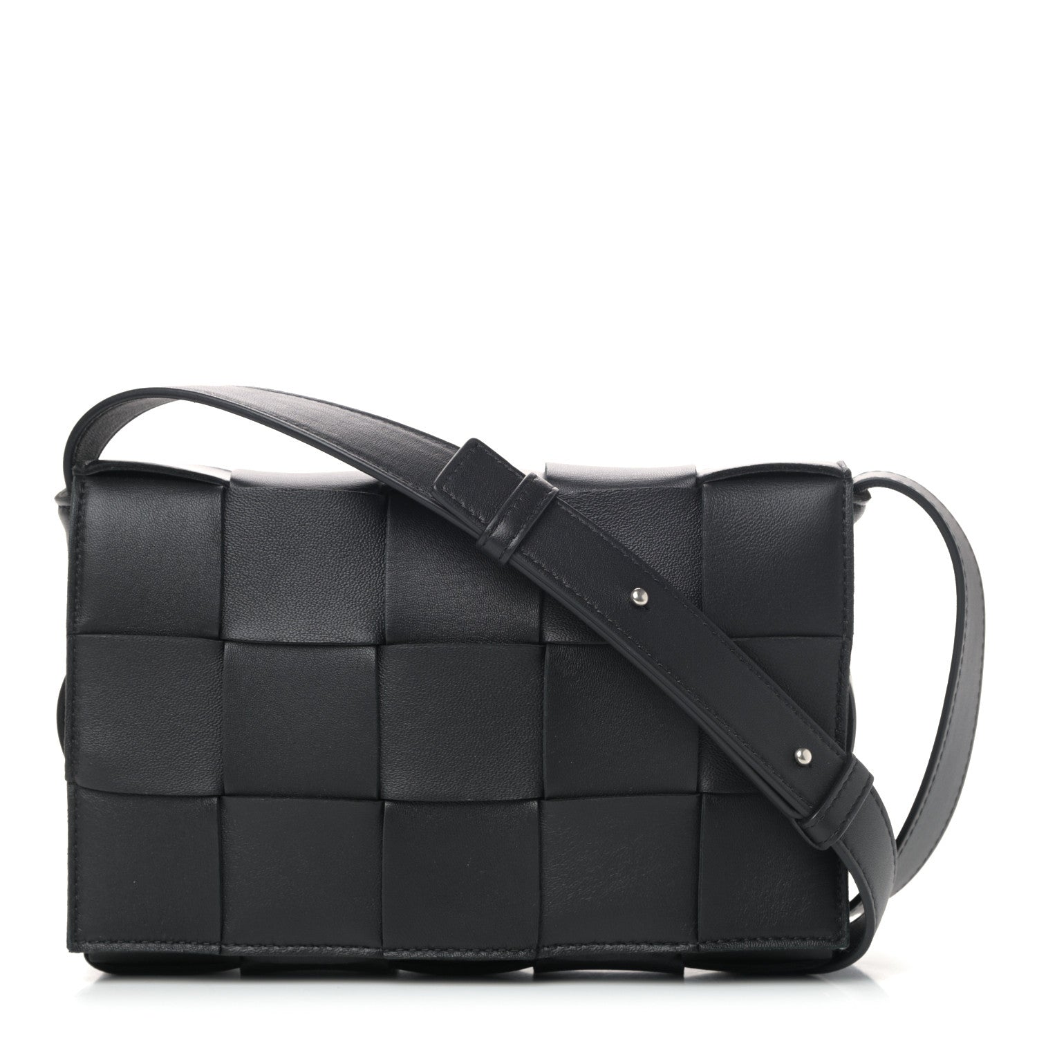 Bottega Veneta Lambskin Maxi Intrecciato Cassette Crossbody Bag Black 1 of 8