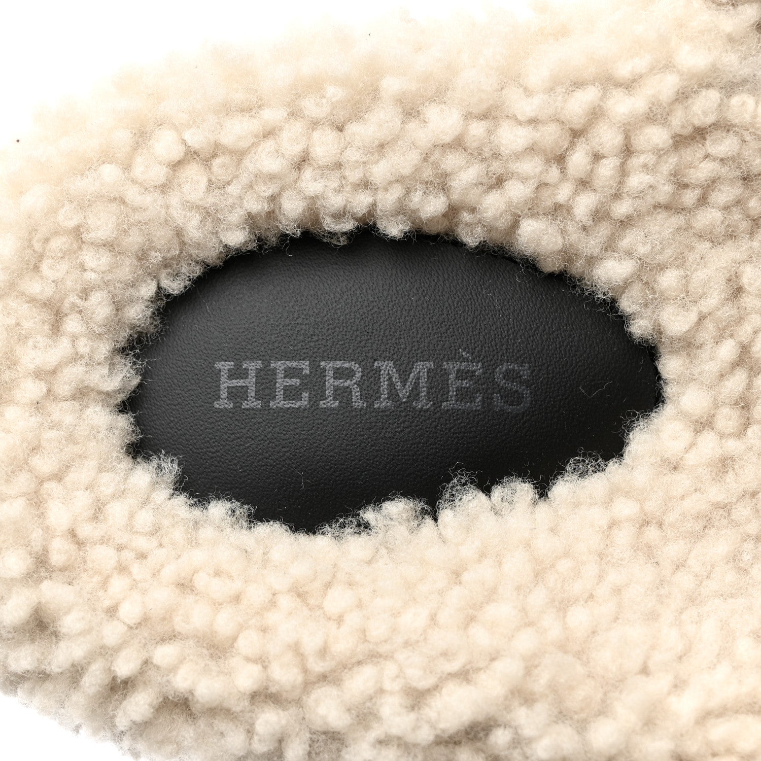 Hermes Calfskin Woolskin Womens Chypre Sandals 36 Black Ecru 7 of 11