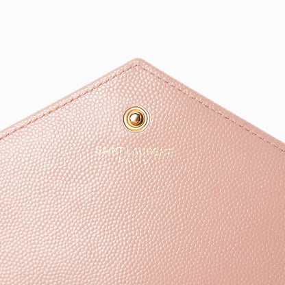 Saint Laurent Grain De Poudre Matelasse Chevron Monogram Chain Wallet Pale Pink 8 of 11