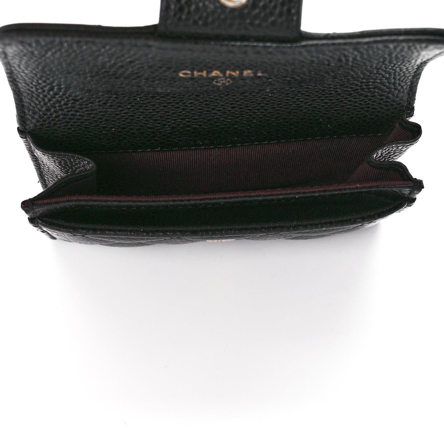 Caviar Quilted Flap Card Holder Black