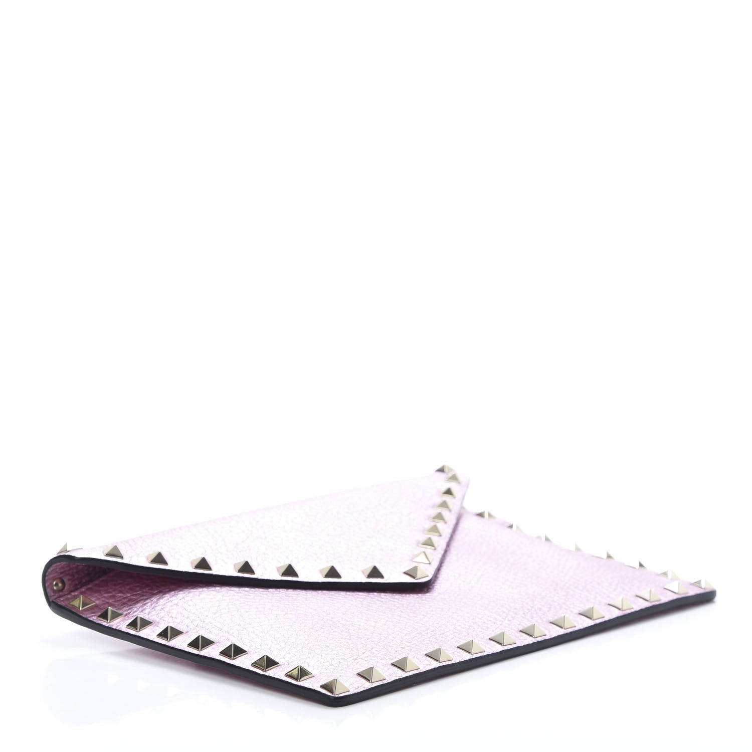 Valentino Garavani Metallic Pebbled Calfskin Medium Rockstud Envelope Flat Wristlet Pouch Giacinto 4 of 7