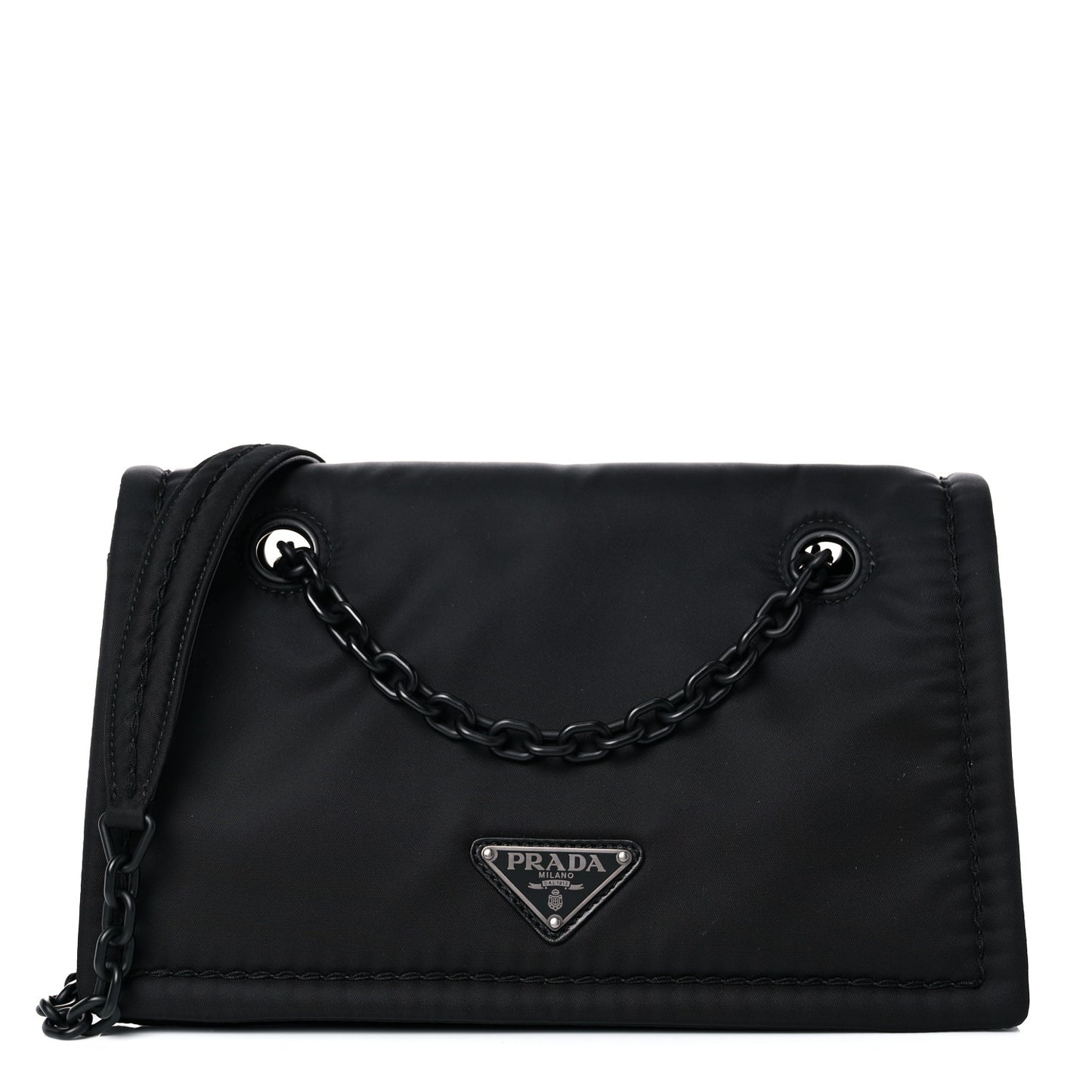 Tessuto Nylon Padded Chain Shoulder Bag Black