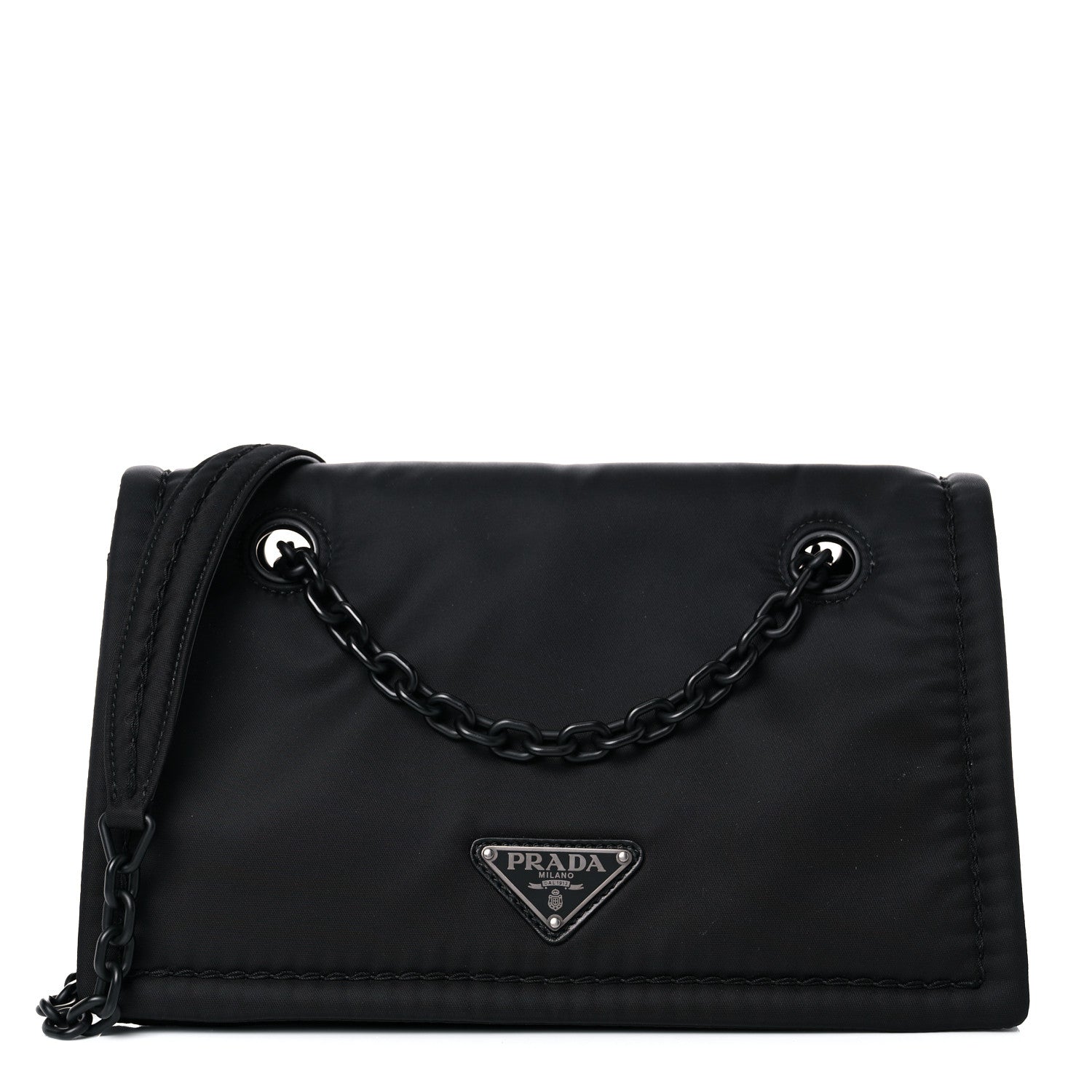 Prada Tessuto Nylon Padded Chain Shoulder Bag Black 1 of 12