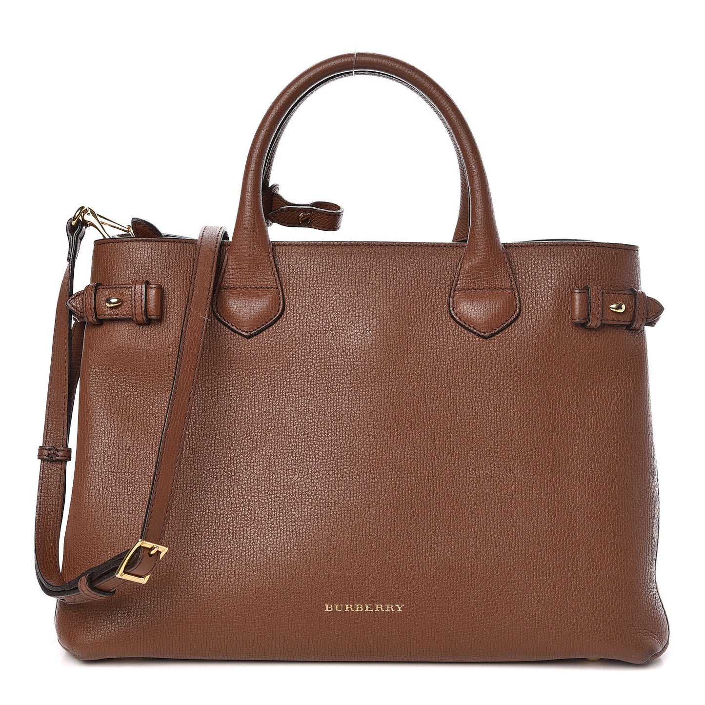 Grainy Calfskin House Check Medium Banner Tote Tan