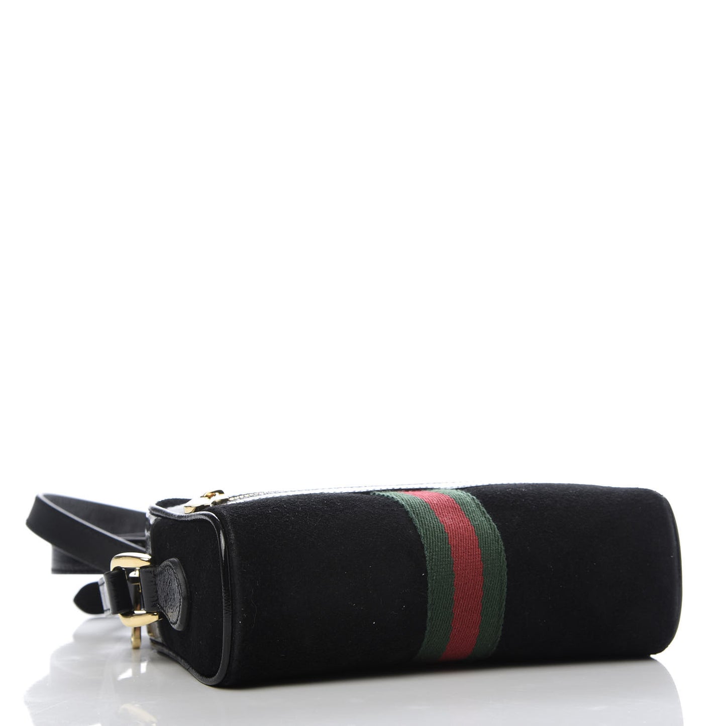 Suede Patent Web Mini Ophidia Shoulder Bag Black