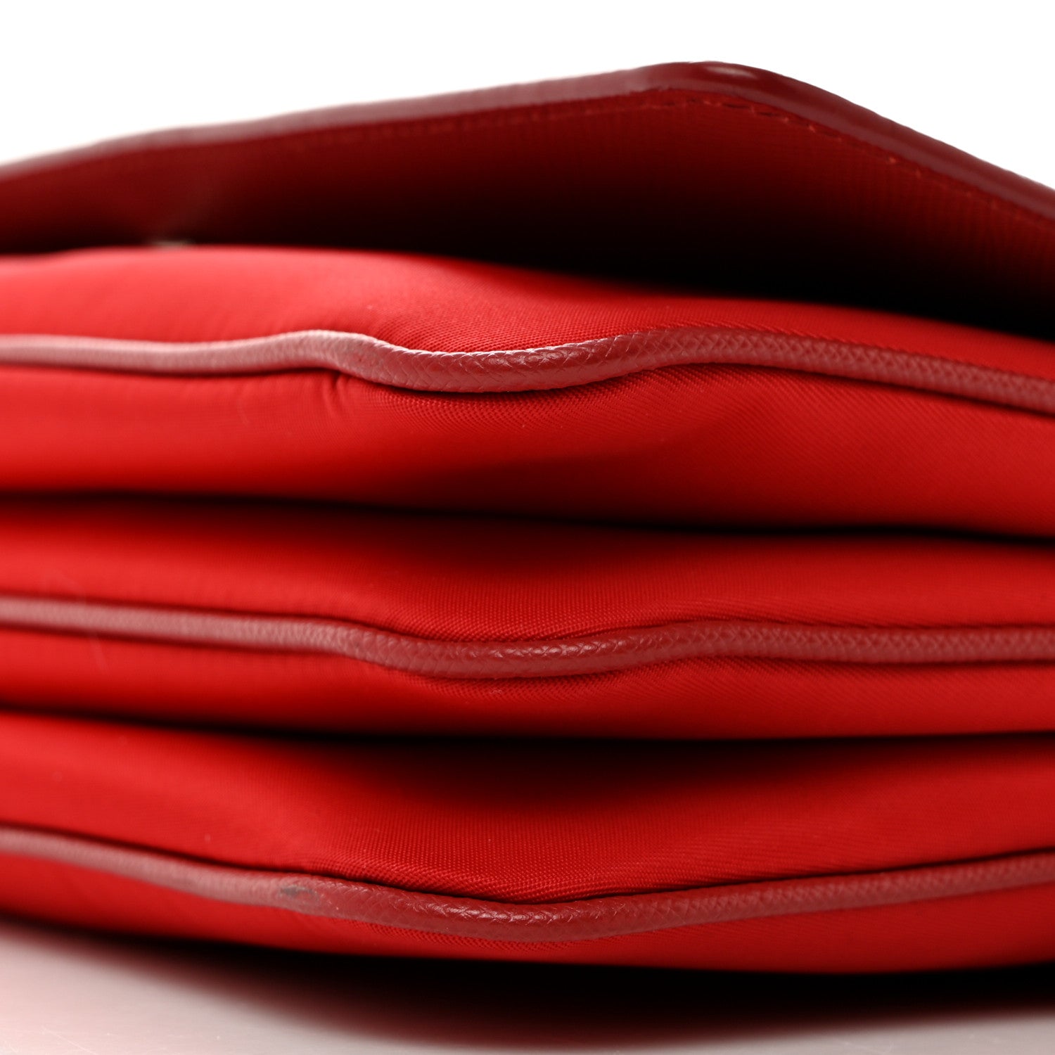 Prada Saffiano Tessuto Nylon Chain Shoulder Bag Rosso 10 of 13