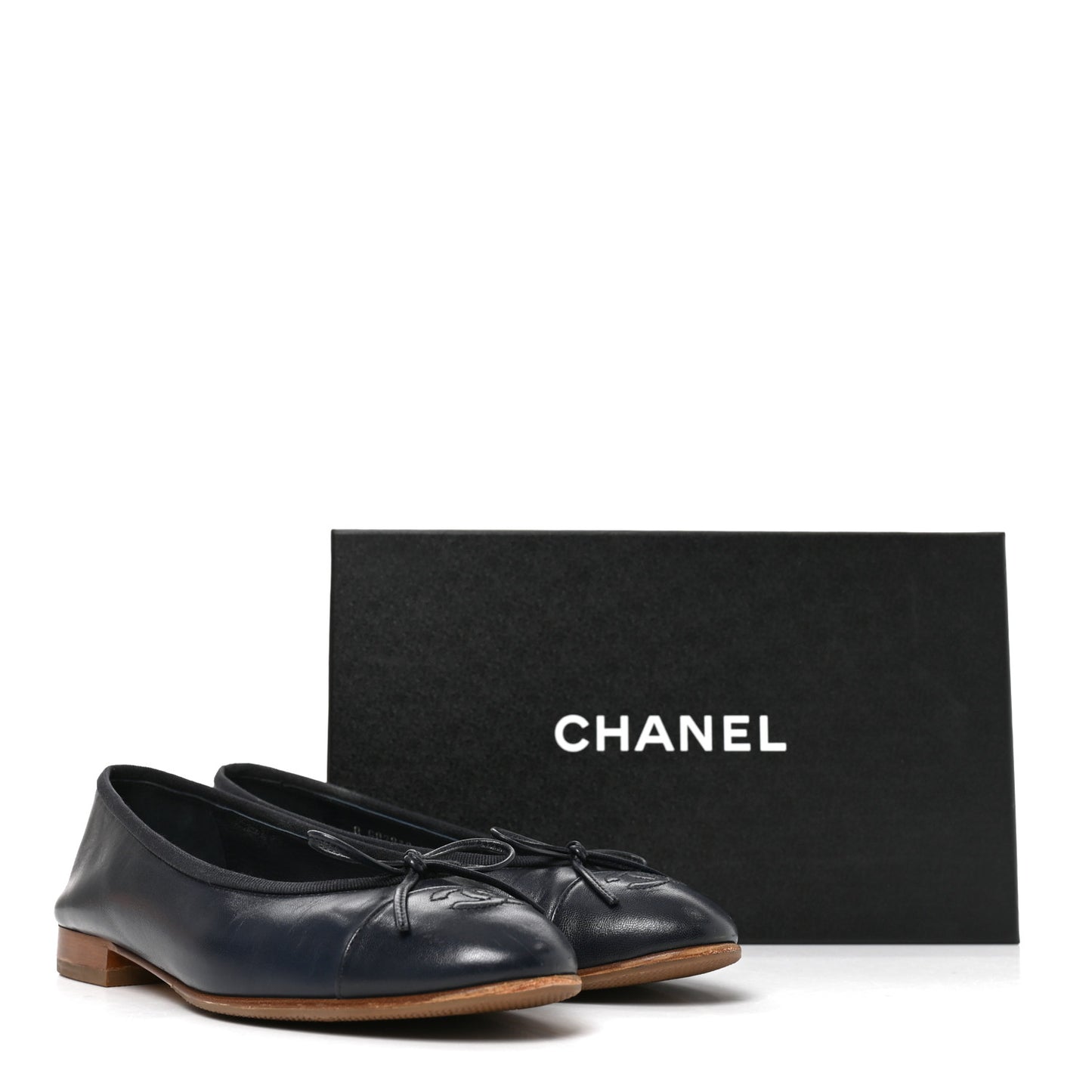 Goatskin CC Cap Toe Ballerina Flats 37.5 Dark Blue