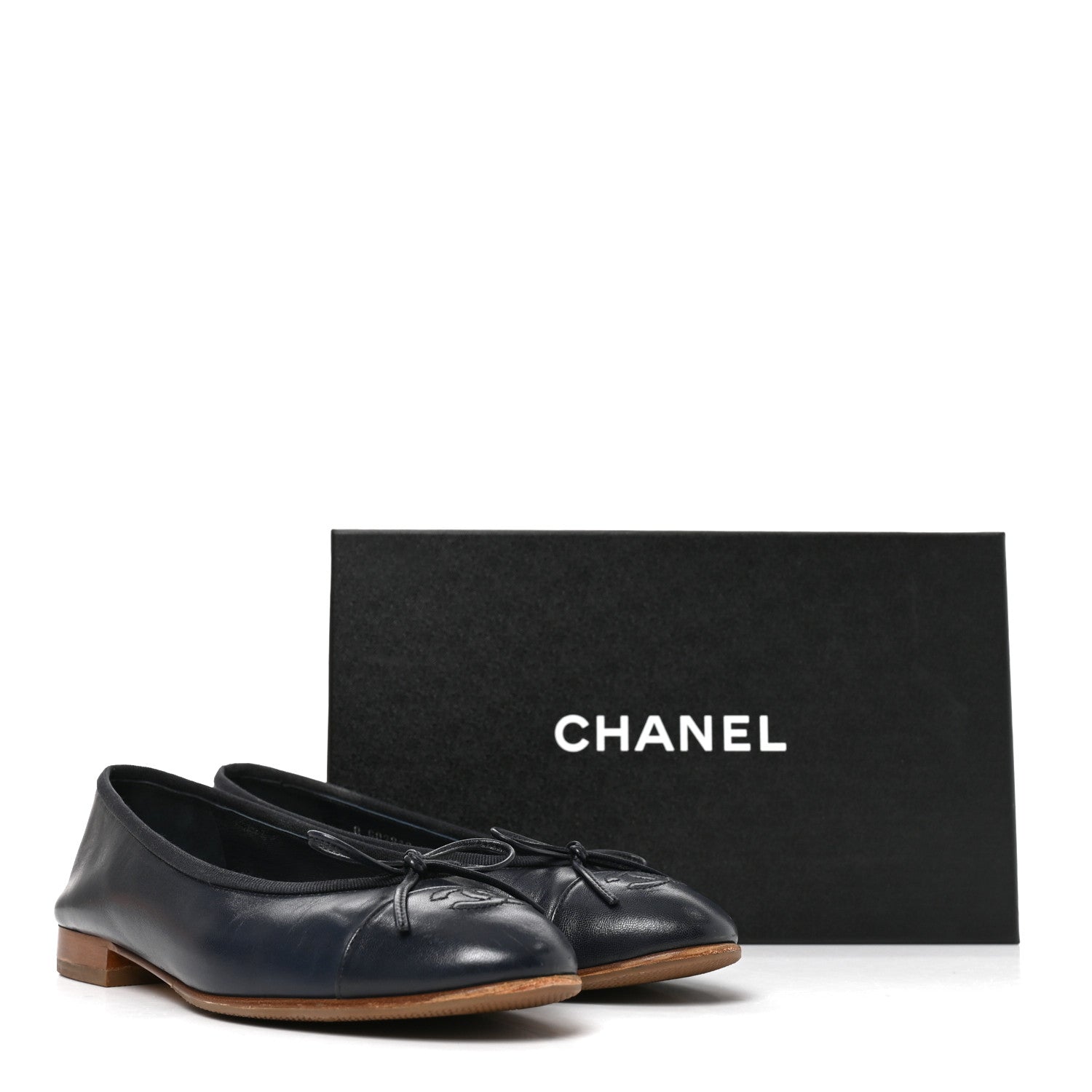 Chanel Goatskin CC Cap Toe Ballerina Flats 37.5 Dark Blue 9 of 9