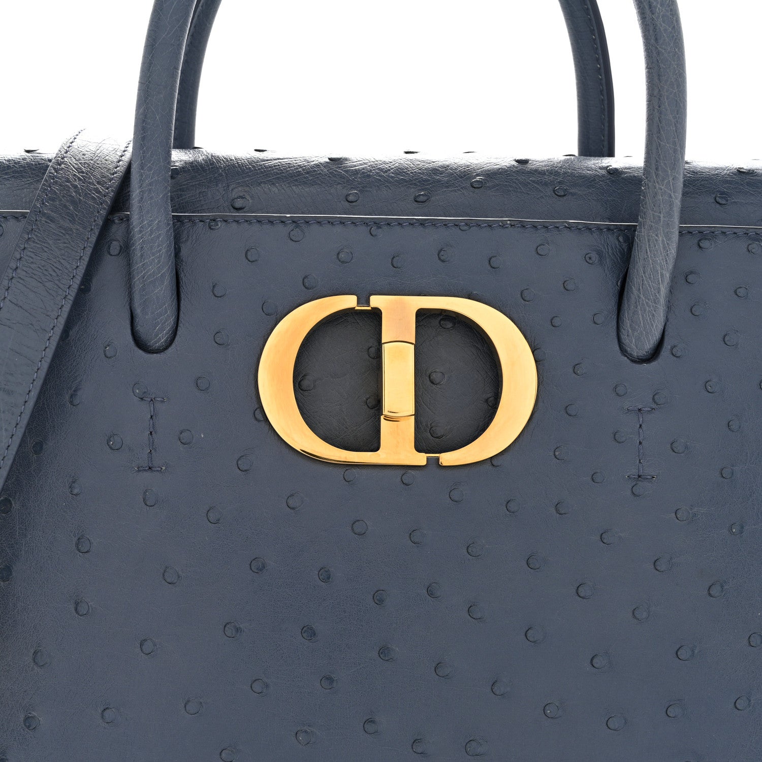 Christian Dior Ostrich Large St. Honore Tote Dark Denim 7 of 9