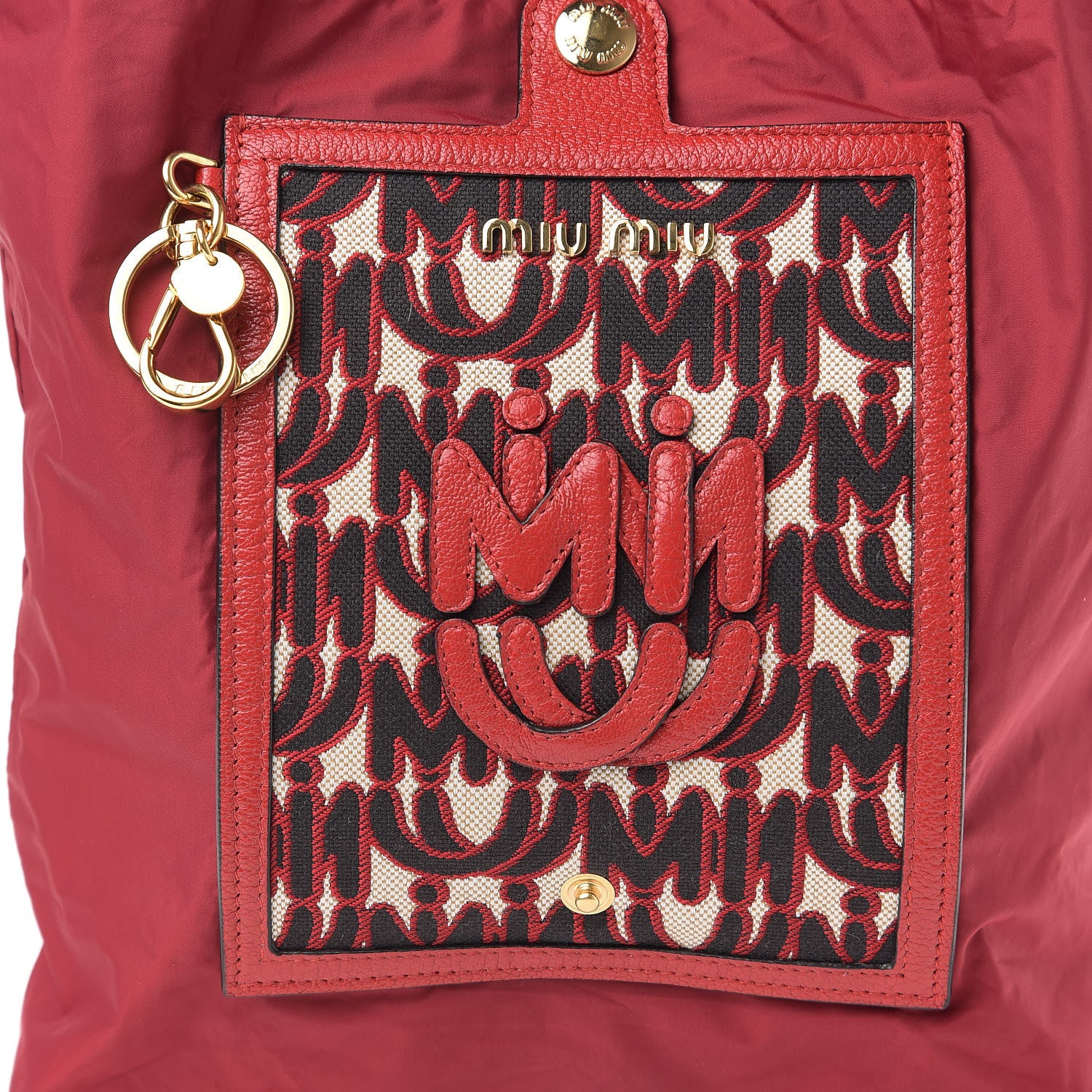 Miu Miu Nylon Logo Shopping Tote Red 10 of 10