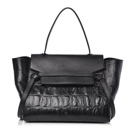 Celine Calfskin Crocodile Embossed Small Belt Bag Black 1 of 8