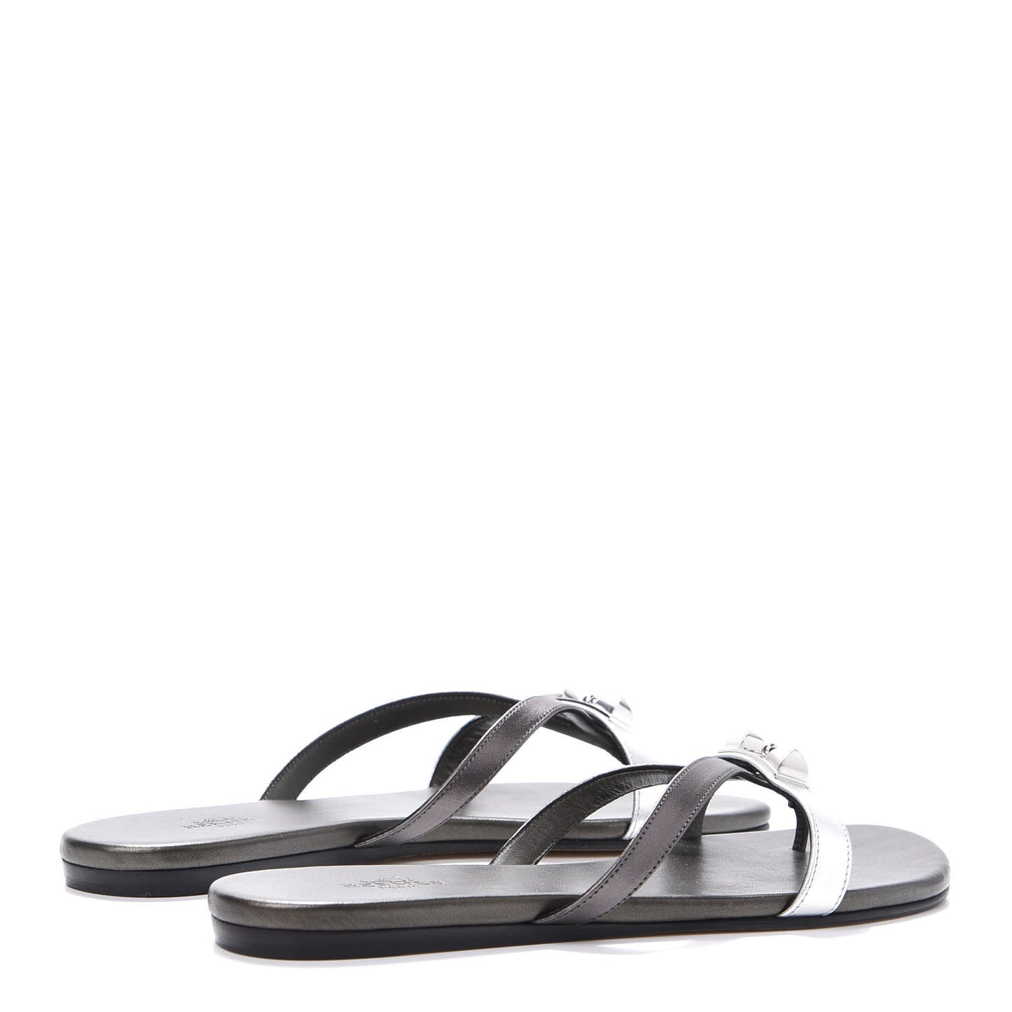 Metallic Nappa Corfou Sandals 36 Canon de Fusil Argent