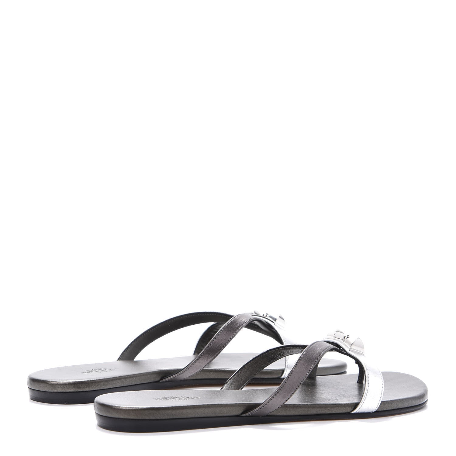Hermes Metallic Nappa Corfou Sandals 36 Canon de Fusil Argent 4 of 8