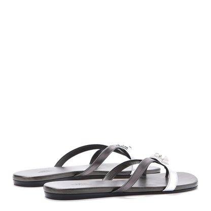 Hermes Metallic Nappa Corfou Sandals 36 Canon de Fusil Argent 4 of 8