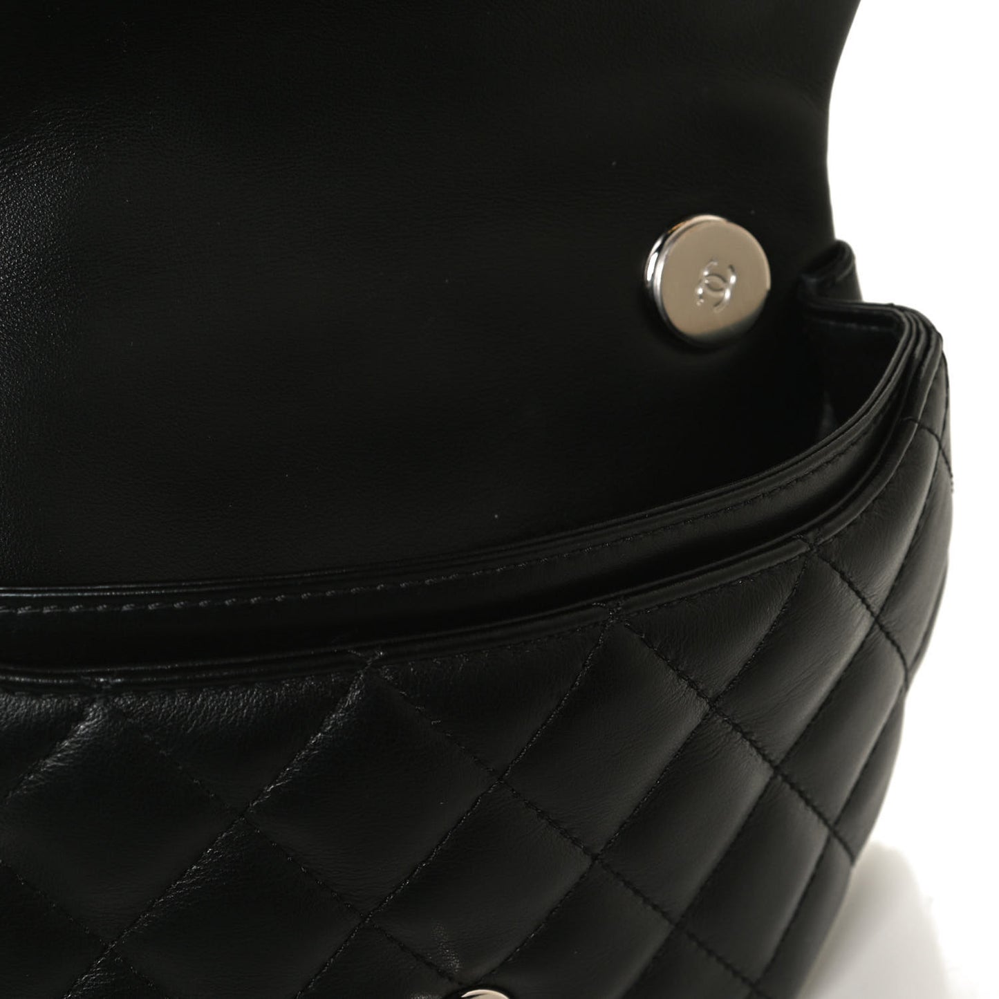 Calfskin Quilted CC Uniform Flap Belt Bag Black
