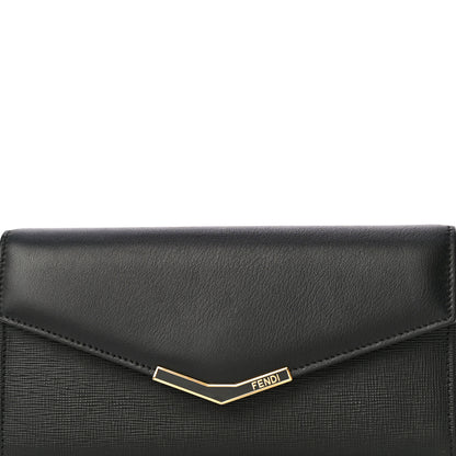 Fendi Vitello Elite Flamingo 2Jours Continental Wallet Black 7 of 11