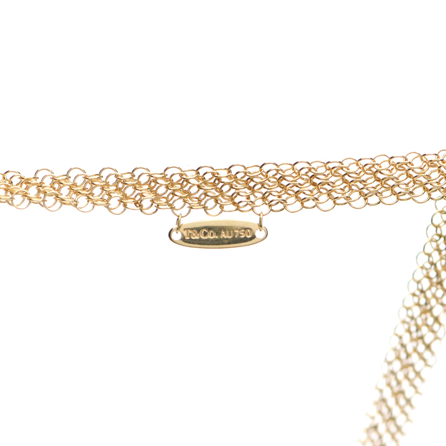 18K Yellow Gold 36mm Elsa Peretti Open Heart Mesh Necklace