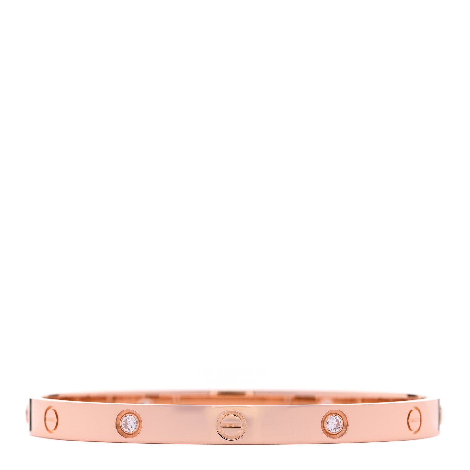 Cartier 18K Pink Gold 4 Diamond LOVE Bracelet 19 2 of 7