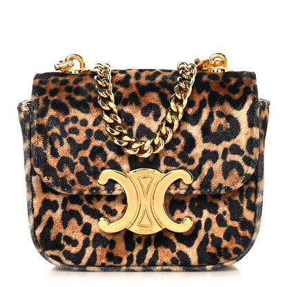 Celine Velvet Leopard Print Mini Triomphe Multicolor 1 of 9