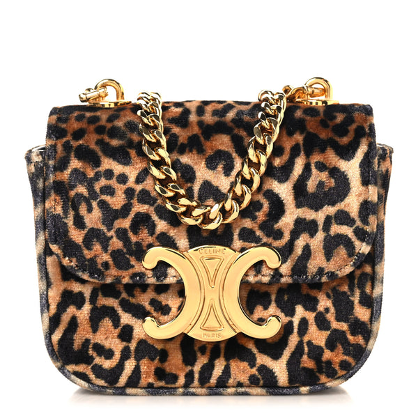 Celine Velvet Leopard Print Mini Triomphe Multicolor 1878761